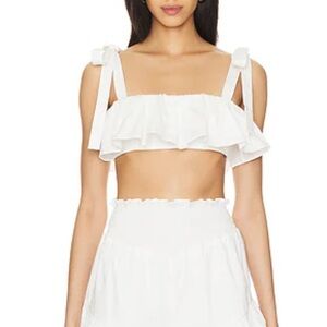 Camila Coelho Revolve Brittany White Ruffle Crop Top Size S
